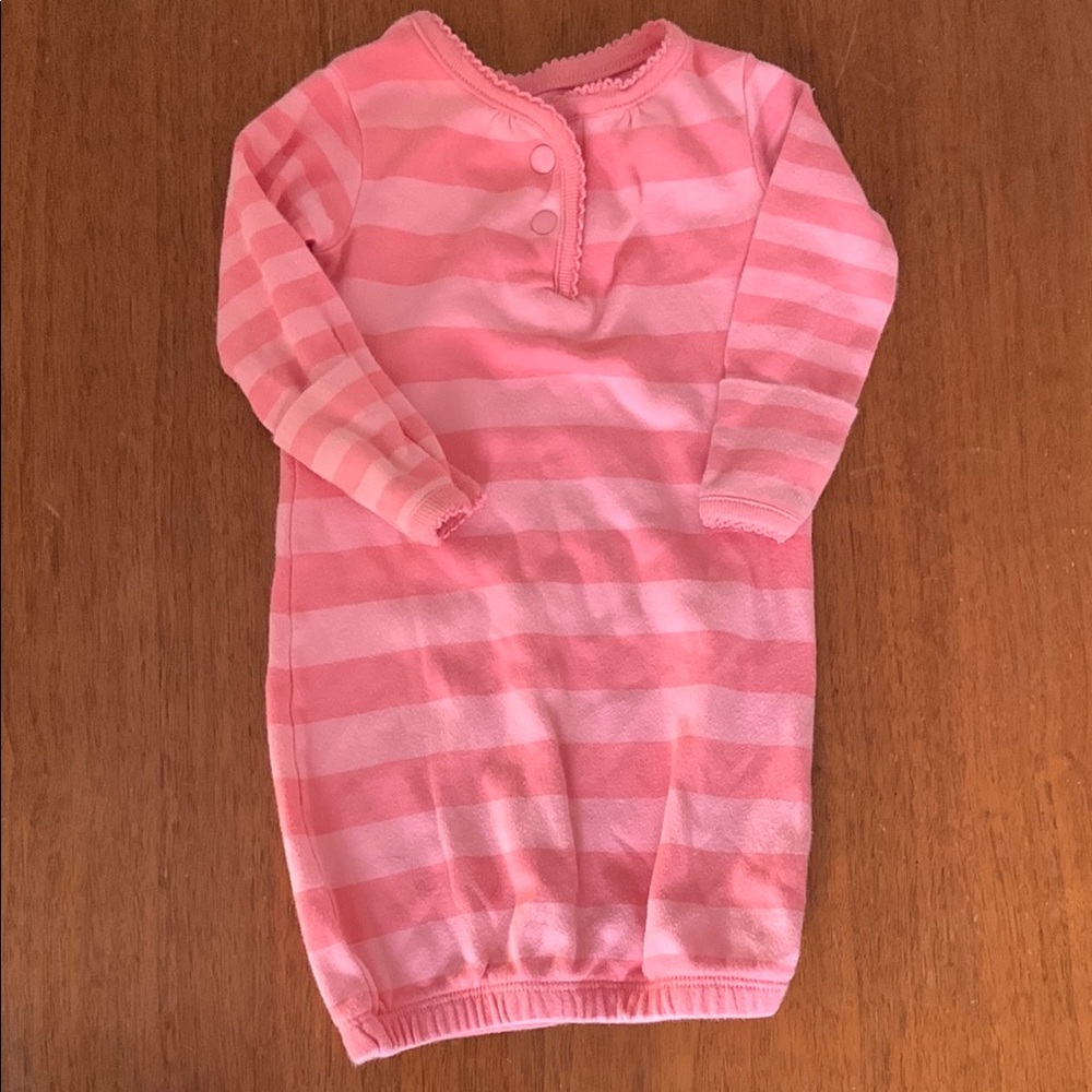 🍊5/$25 Joe Fresh Pink Striped Kids Pajama Dress size 0-3m